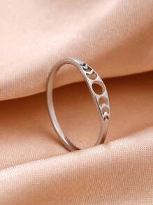 1 Stück minimalistischer Edelstahl Halbmond Blumen Design Ring, moderner Titanstahl Ring für Frauen, geeignet für den täglichen Gebrauch, perfektes Geschenk für Freunde und Familie