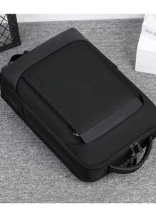 Oxford Cloth Backpack For Men, Large Capacity Business Casual Fit 15.6-Inch Laptop, Leather College School Bag - Black - View 4