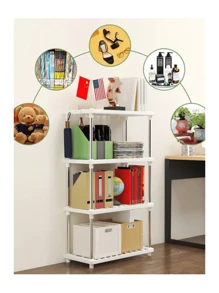 Estante de almacenamiento de 4 capas, plástico multifuncional, blanco