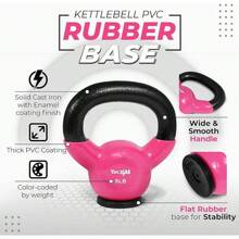 Pesas rusas con base de goma, set de pesas rusas para mujeres, pesas rusas para entrenamiento de fuerza (4.5-29.5 kg) - Rosa - Ver 3
