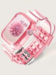 二合一透明运动表带,带保护壳,兼容 表带 38/40/41/42/44/45/46/49mm,果冻运动保护替换腕带,兼容 11/10/9/8/7/6/5/4/3/2/1/SE Ultra 男女款(不含屏幕) - 粉色 - 查看 12