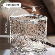 1 件装豪华波纹桌面垃圾桶带盖，冰川纹理桌面垃圾桶，便携式家用废纸篓 - 彩色 - 查看 2