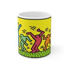 Celebrating Keith Haring, Pop Art Tribute 11 Oz Coffee Mug, Street Art, Art Collectors Gift, Pride Fan Haring Coffee Mug - 白色 - 查看 2