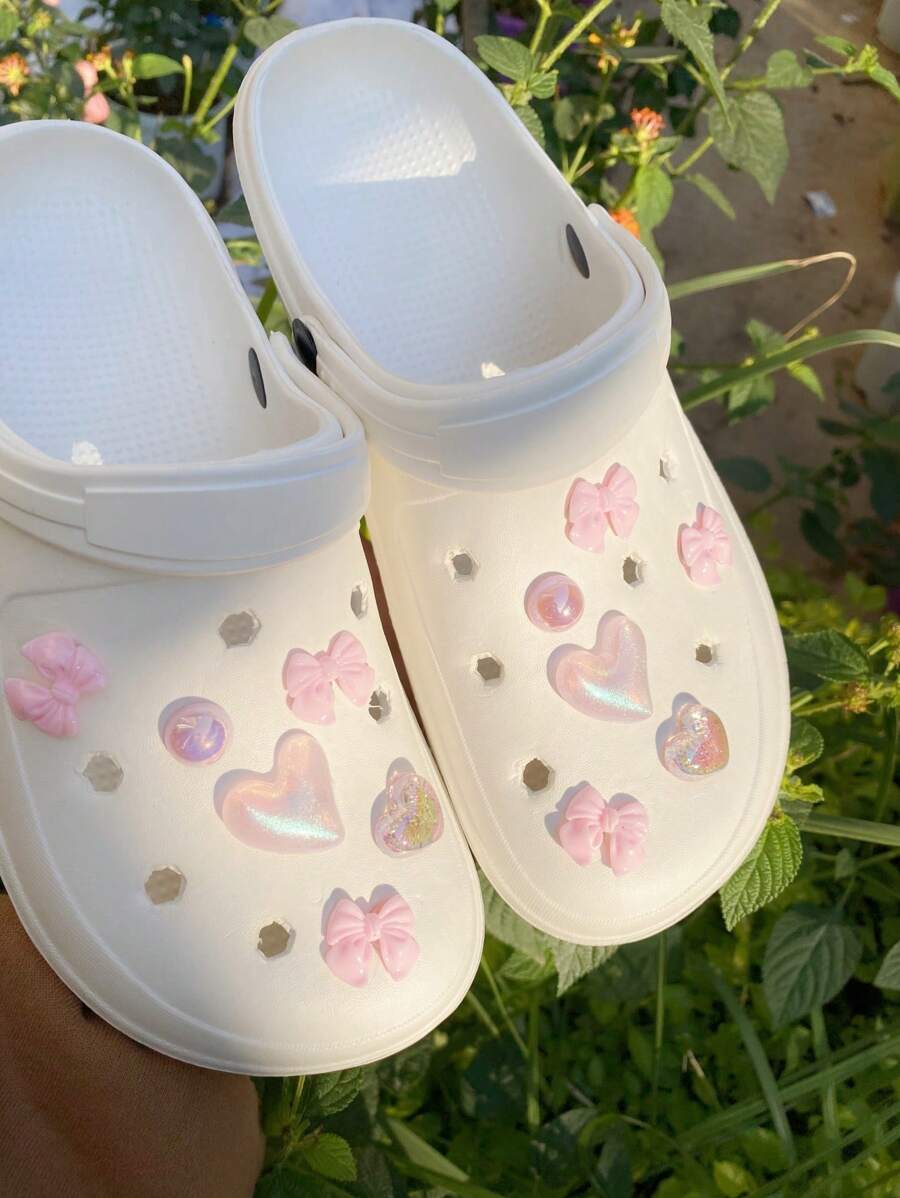 12 Peças/Conjunto Fitas e Flores Decorativas Destacáveis Fofinhas e Versáteis em Rosa, Adequadas para Sandálias, Sapatos de Praia, Bolsas, Presente Perfeito para o Dia dos Namorados