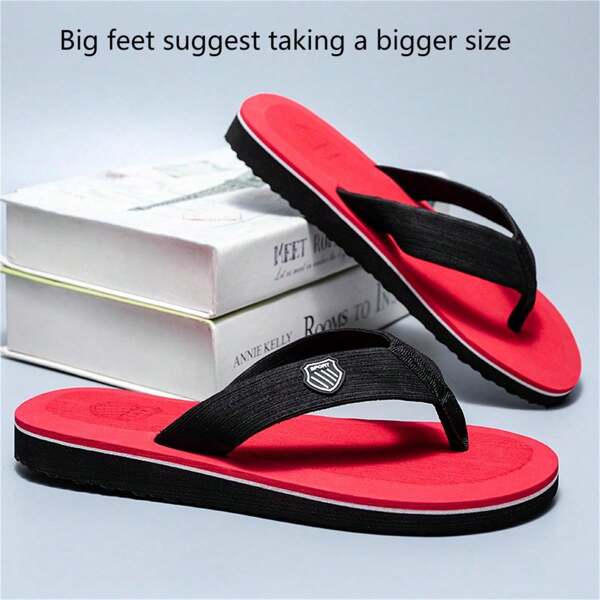 Sandalias tipo chancleta suaves y cómodas de estilo casual para hombres, pantuflas versátiles y de moda para usar tanto hombres como mujeres en exteriores, color rojo
