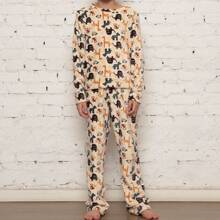 ***Check The Measurements Carefully*** Children's Pajama Set/Fleece Ultra Soft/Boy, Unisex. - Beige - View 4