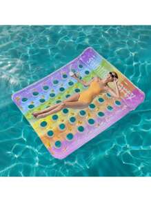 1pc Inflatable Double-Person Sequin Ombre Swim Ring, Pool Float, Waterbed Lounge Chair For Water Sports, Beach & Holiday Recreation, Beach Essentials, Beach Accessories