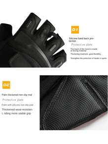 1 Pair Men's Half-Finger Outdoor Sports Cycling Gloves, Thickened & Anti-Slip Palms, For Training
