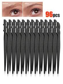 1/3/6/9/12/24/48/96/200件/套 多色修眉剃刀套装，眉毛修剪器和剃刀，去角质剃刀工具，身体脱毛修剪器和面部及眉毛剃刀套装，长柄刀片带精密保护盖，女士修眉工具，适合日常使用或旅行 - 彩色 - 查看 12