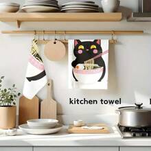 Bộ khăn bếp mùa xuân 1/1/2, thiết kế họa tiết mèo dễ thương, dệt từ 100% sợi polyester, kích thước 16 * 24 inch / 40 * 60 cm, tấm lót bàn bằng polyester có thể giặt bằng máy, chịu nhiệt, chống bẩn, không thấm nước, dễ vệ sinh, dùng để vệ sinh bàn và bát, có thể dùng làm quà tặng, đồ dùng gia dụng hàng ngày, đồ dùng nhà bếp và trang trí nội thất mùa xuân. - Nhiều màu - Xem 7