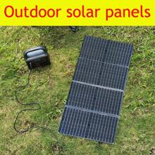 100WPortable Outdoor Solar Power Panel; Mobile Phone; Fan; Storage Battery; For Outdoor Camping; Offshore Fishing; Mountaineering; RV - Grey - View 5