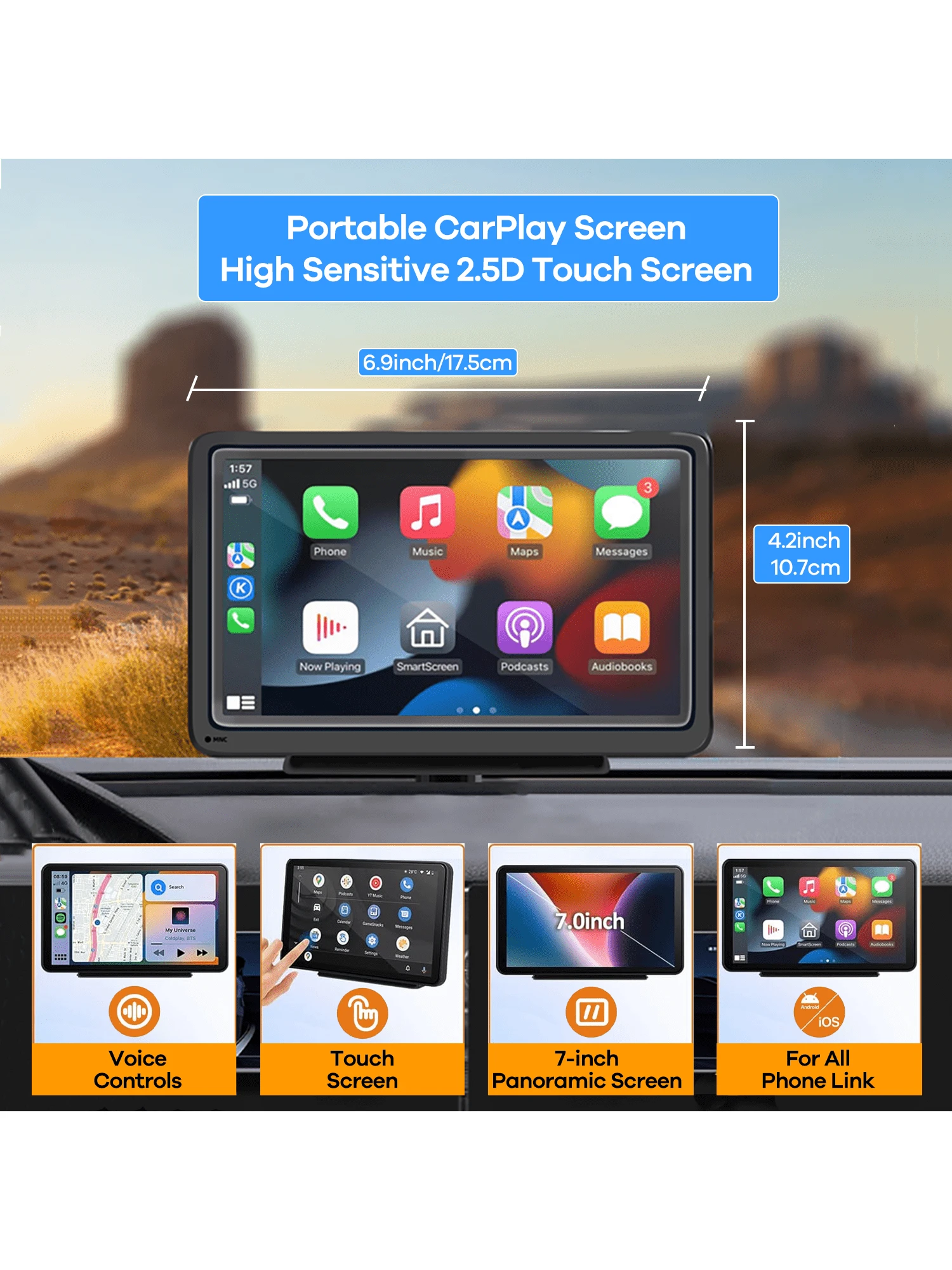 REMAX 7インチカーマルチメディアビデオプレーヤー、ワイヤレスCarPlay