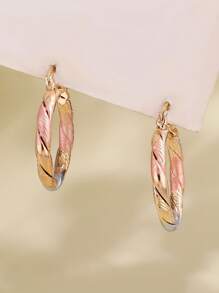 2 piezas de pendientes de aro coloridos y de moda, con tono de cobre, adecuados para el uso diario de mujeres, uso en fiestas y como regalo para ocasiones festivas - Multicolor - Ver 5