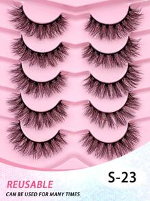 5对ENCHUW蓬松纤长交叉假睫毛，柔软浓密，打造戏剧性美睫效果 - 黑色 - 查看 5