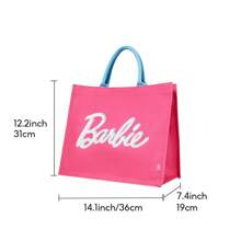 Miniso Barbie Shining Collection Tote Bag Large Capacity Simple Handbag Magic Sticker Closure Easy To Access (1 PC) - Pink - View 9