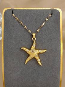 1 件海星吊坠项链女士可爱不锈钢链颈链日常派对珠宝礼物母亲节