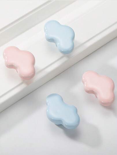 2pcs Ceramic Cloud Shaped Pull Handles, Drawer, Cabinet, Furniture, Shoe Rack Knob