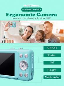 W&O 2025 New 1080P FHD Digital Camera With 32GB Card, Compact Small Cheap Cameras, Rechargeable Photography Camera, 48MP Auto Focus Camera, Puzzle Game,Very Suitable For Entry-Level Novice Photography And Video Recording Enthusiasts. Budget-Friendly Holiday Gift (Thanksgiving, Christmas, Halloween) - 藍色 - 查看 7