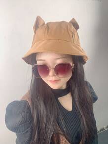 1pc Cute Cat Ear Design Fashionable Outdoor Casual Versatile Hat, Ideal For Street Style, Dating, Hangouts, Hiking And Various Occasions - Multicolor - View 2