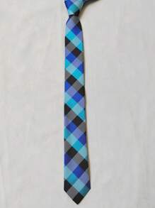 Men's Casual Colorful Plaid Slim Tie(5.5cm) - 藍色 - 查看 2