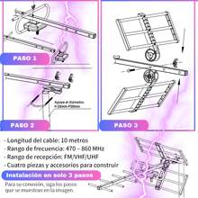 Antena para TV Exterior Aérea HDTV de Largo Alcance, Amplificación de Señal, Alta Definición, Recepción de Alta Calidad, Instalación Rápida y Sencilla, Compatible con TDT - Tipo de Enchufe A USA (110-127V) - Ver 3