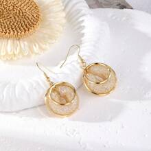 2pcs Women's Wide And Thick Gold Ear Ring Set, Daily Wear