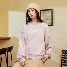 New Balance 女士休闲套头卫衣，基础舒适圆领 WT33514DMY - 淡紫色 - 查看 1