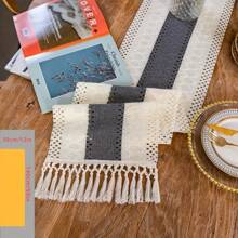 1 pezzo Runner da tavolo bohémien in macramè per decorazioni per la casa, runner da tavolo in macramè color crema e marrone con nappe per il decoro boho di sala da pranzo e camera da letto, rustico per doccia nuziale, runner da tavolo stile fattoria, tovaglietta, decorazioni per la casa per il Ringraziamento e il Natale (disponibile in varie misure)