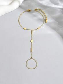 LIEBEIRIS 1 件 18K 镀金简约水滴手链，不锈钢，适合女性日常佩戴和送礼 - 金黃色 - 查看 2