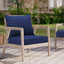 Outdoor Seat Cushion Set Waterproof & Fade-Resistant Patio Chair Cushions With Removable Cover, Deep Seat & Back Cushion Outdoor Patio Furniture Non-Slip Straps & Handle For Garden, Deck, Porch, Sofa Chair Cushion Set - 藏蓝色 - 查看 1