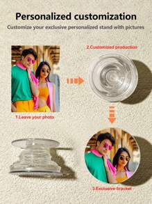 DIY Photo Customization Pattern Customization Phone Holder Folding Telescopic Car Holder Birthday Gift Holiday Gift Valentine's Day Gift - Multicolor - View 2