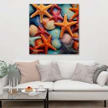 1 Piece Home Decor Wall Framed Canvas Starfish Pattern Home Decor Framed Canvas Wall Art Paintings For Living Room - Canvas Framed Print Wall Artworks Bedroom Decoration Office Wall Decor - Multicolor - View 4