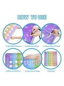 1pc Inflatable Double-Person Sequin Ombre Swim Ring, Pool Float, Waterbed Lounge Chair For Water Sports, Beach & Holiday Recreation, Beach Essentials, Beach Accessories