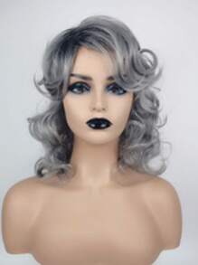 Women Short Curly Gray Synthetic Wigs, Granny Wig For Cosplay, Party Or Pranks - Grey - View 14