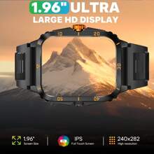 EIGIIS Smart Watch For Men 3ATM Waterproof Watch 1.96'' Big Screen Rugged Sports Smartwatch 430mAh Fitness Tracker With Sleep Monitor Outdoor Answer Call For IOS Android - 黑殼黑膠+迷彩灰 - 查看 2