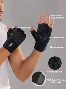 VBOSI 1 双透气半指运动手套，带可调节腕带和骑行手套，适合男士和女士健身配件、运动、健身房、家庭锻炼、女士健身手套、拳击手套、健身手套、健身手套、男士健身手套 - 彩色 - 查看 3