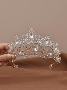 A Beautiful Tiara Headpiece With Angelic Design And Sparkling Rhinestones, Suitable For 18th Birthday And Wedding Ceremonies, No Need For Electricity, Without Feathers.