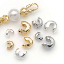 30pcs 18K Gold Plated Crimp Bead Covers Metal Half Round Open Copper Brass Crimp Beads Knot Covers Caps For Jewelry Making Findings 3/4/5mm - Buckle - View 8