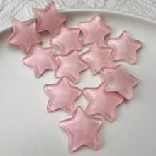 20 piezas/Paquete Decoración plana de resina con estrellas de cinco puntas de color rosa con brillo, materiales DIY para paredes, fundas de teléfono, zapatos, artesanía
