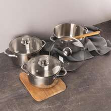 ALEA 燉鍋（直徑 16 厘米，直徑 18 厘米，直徑 20 厘米）3 件套，不銹鋼蓋 Bergner - 彩色 - 查看 2