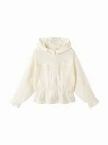 Balabala Girls' UV Protection Jacket, Lightweight Summer Wear - Vanilla White - View 1