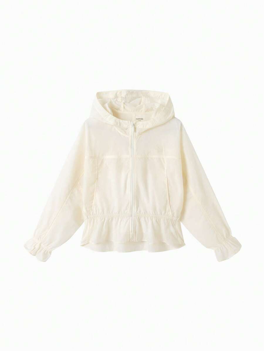 Balabala Girls' UV Protection Jacket, Lightweight Summer Wear - Vanilla White - View 1
