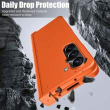 keshengtai 1件裝糖果色轉軸全包覆手機殼，適用於 Galaxy Z Fold 8 Ultra 7 6 5 4 3 5G - 橘色 - 查看 3