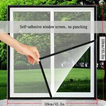 1 pieza Malla de ventana autoadhesiva anti-mosquitos, Malla de ventana anti-insectos, Instalación sencilla sin perforación tipo autoadhesivo, Malla invisible de ventana del hogar fácil de limpiar y extraíble - Malla gris con borde negro - Ver 4