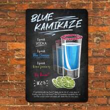 1PC Blue Kamikaze Drink Recipe Tin Sign, Vintage Chalkboard Art, Cocktail Recipe Design, 8x12 Inches/ 20x30 Cm - 8x12inch/20x30cm-1pc - View 9