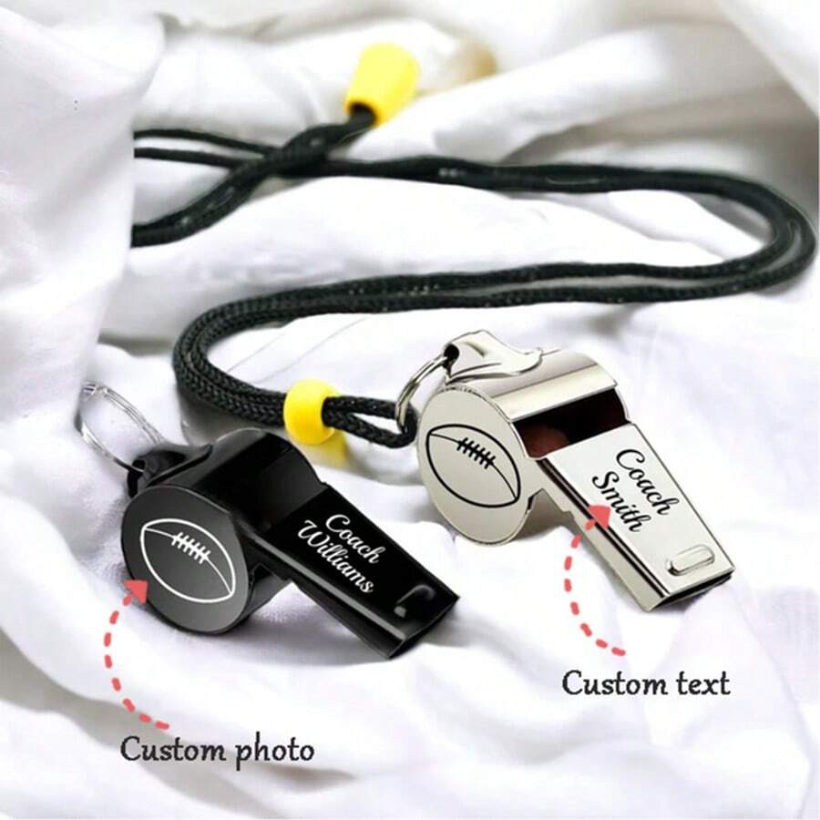 1 件个性化口哨项链礼物教练口哨定制足球篮球棒球曲棍球足球学校，多功能，装饰性，可重复使用，精致，时尚，高品质，色彩鲜艳，现代，定制，个性化，独特，家居清新，温馨氛围，家居生活，定制工艺品 - 彩色 - 查看 1