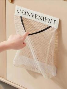 3 Packs Kitchen Trash Bag Storage Bags Wall Mounted Large Capacity Plastic Bag Storage Net Polyester Hanging Storage Net Bags For Bathroom, Kitchen, Hotel And College Dormitory, Space Saving Bedside Storage Bags, Socks Storage Bags, Small Car Mesh Bags - White - View 7