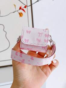 粉色皮革蝴蝶结蓝牙耳机保护套，带腕带，粉色心形蝴蝶结皮革翻盖保护套，适用于苹果无线蓝牙耳机 Pro 3、4、Pro 2 第三代/第二代，春季复活节生日礼物 - 粉色 - 查看 11