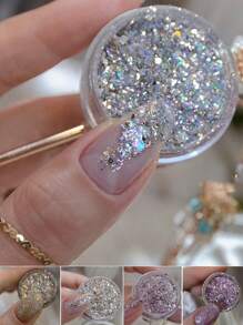 1 cutie/5 cutii pudră cu sclipici pentru unghii cu paiete, 1g/borcan pudră strălucitoare iridescentă cadou pentru femei, fete, mame și soții, pentru salon de unghii/casă DIY/nuntă/călătorii/primăvară/vară, sclipici Y2K ușor de făcut pentru unghii, machiaj Rave, accesorii pentru petreceri Rave - Multicolor - Vizualizare 11