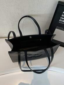 Large Capacity Waterproof Business Casual Fashion Solid Color PU Leather Women Backpack/Shoulder Bag, Suitable For Girls, Ladies, College Students, Newlyweds And Office Workers, Great For Work, Business, Commuting, School And More - Black - View 5